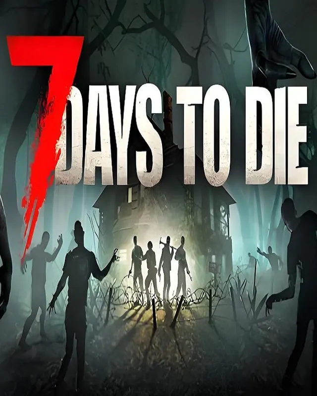 七日杀 7 Days to Die 官方风格游戏宣传封面，素材来自用户提供的参考网页存档