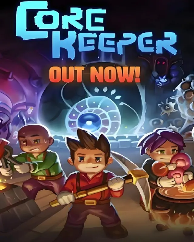护核纪元 CoreKeeper 官方风格游戏宣传封面，素材来自用户提供的参考网页存档
