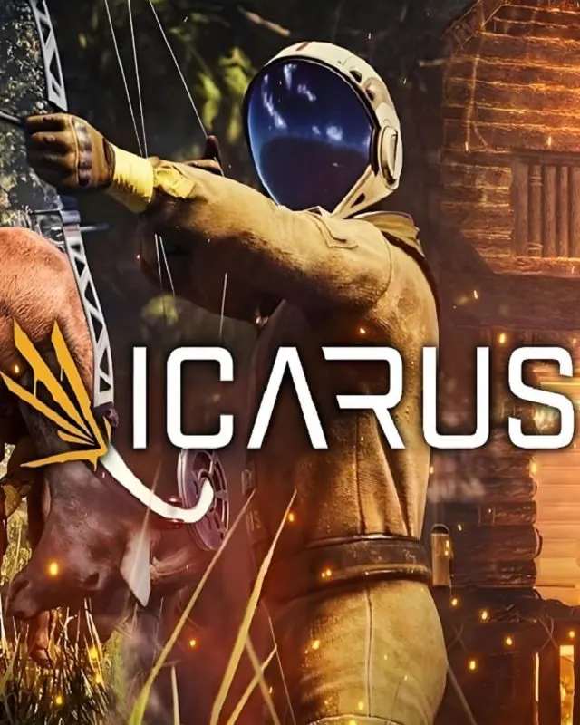 翼星求生 Icarus 官方风格游戏宣传封面，素材来自用户提供的参考网页存档