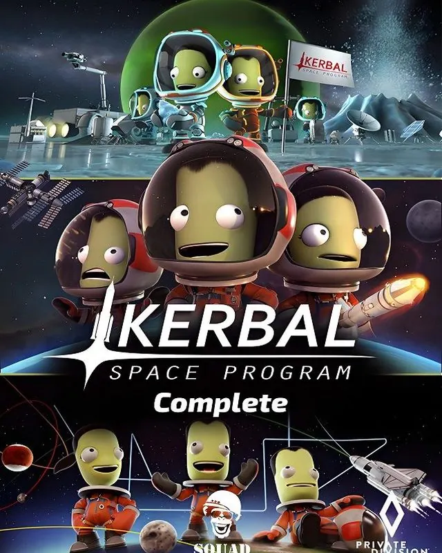坎巴拉太空 Kerbal Space Program 官方风格游戏宣传封面，素材来自用户提供的参考网页存档