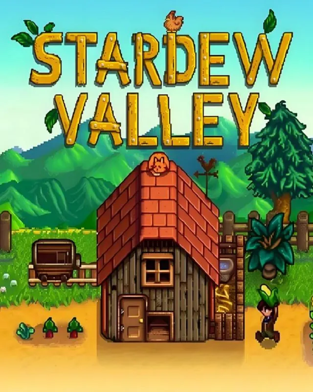 星露谷 Stardew Valley 官方风格游戏宣传封面，素材来自用户提供的参考网页存档