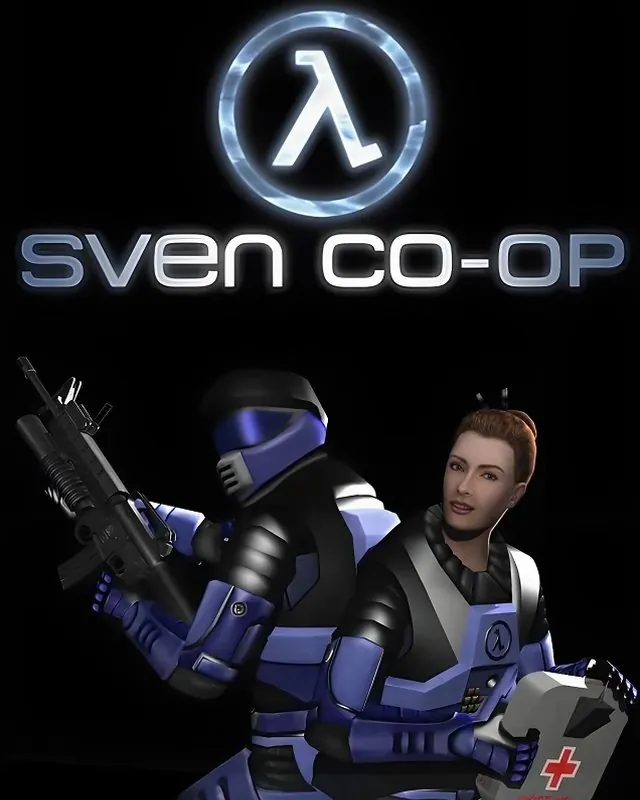 半条命 Sven Co-op 官方风格游戏宣传封面，素材来自用户提供的参考网页存档