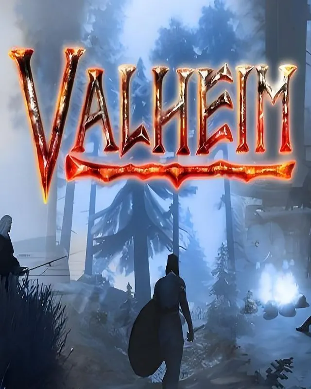 英灵神殿 Valheim 官方风格游戏宣传封面，素材来自用户提供的参考网页存档