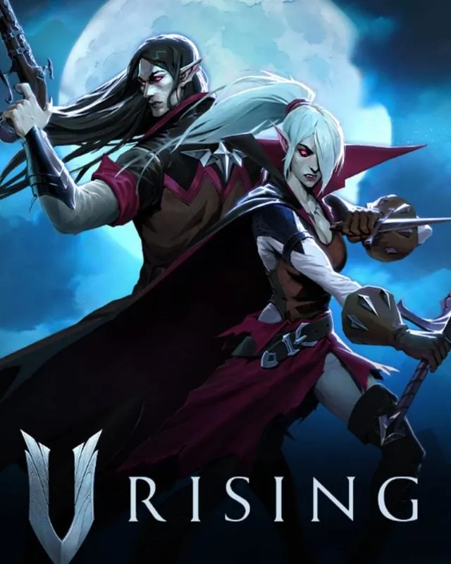夜族崛起 V Rising 官方风格游戏宣传封面，素材来自用户提供的参考网页存档